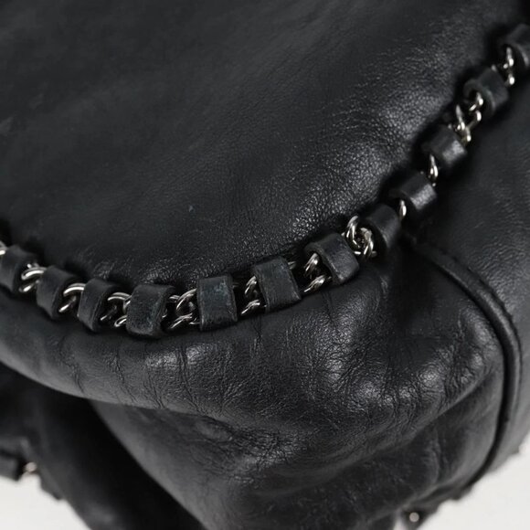 CHANEL Chain Hand Bag Lamb Skin Black Gold CC Auth PP536V - Picture 5 of 16